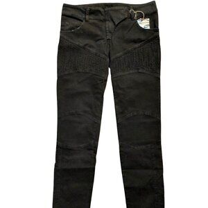John Richmond X Black Cotton Ruched Cropped Skinny Pants Jeans Sz 38 NWT